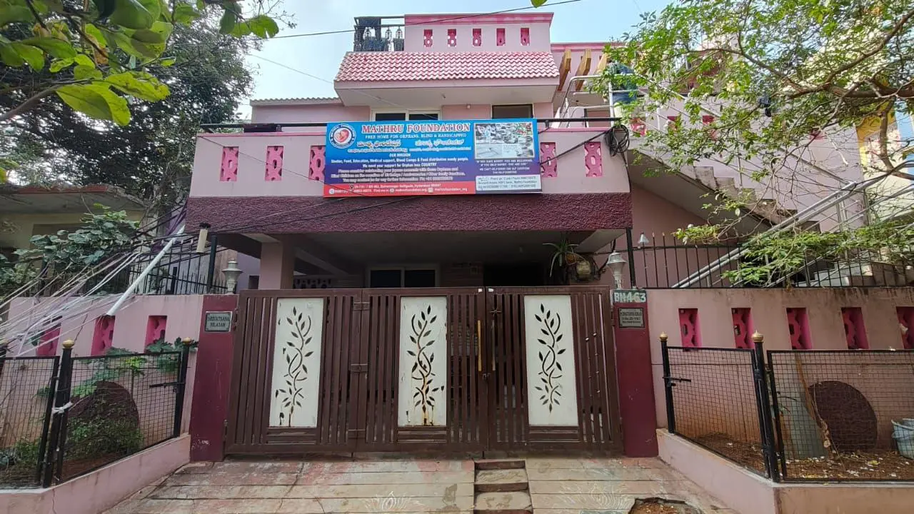 The Mathru Foundation home, a pink house in Safilguda, Hyderabad